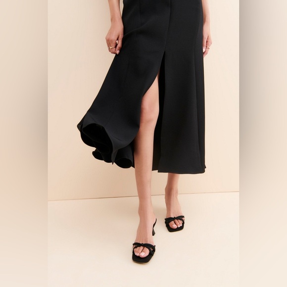 Anthropologie Keepsake Off The Shoulder Ruffle Midi Dress Size M NWOT Black - Picture 3 of 10